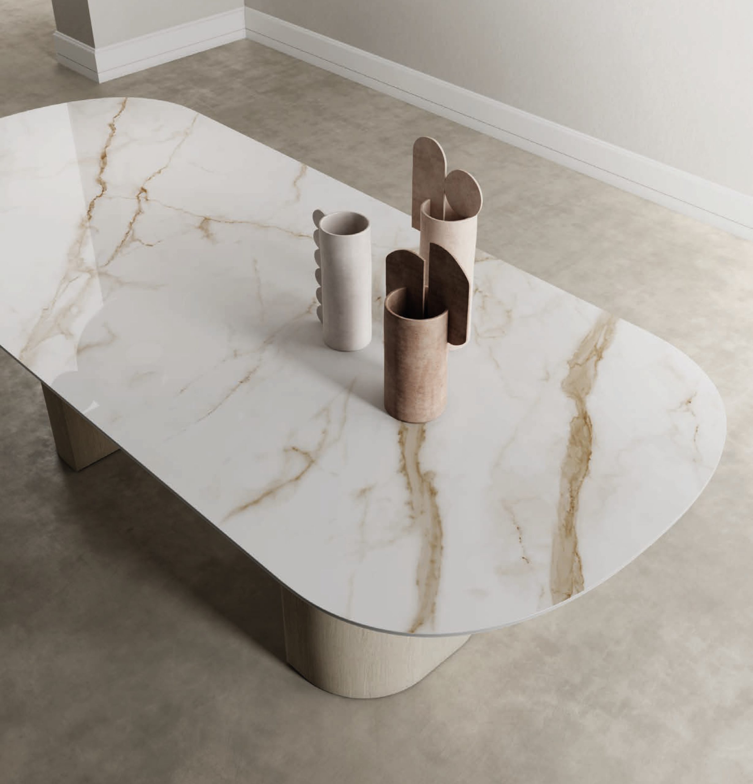 Marble effect porcelain stoneware tables