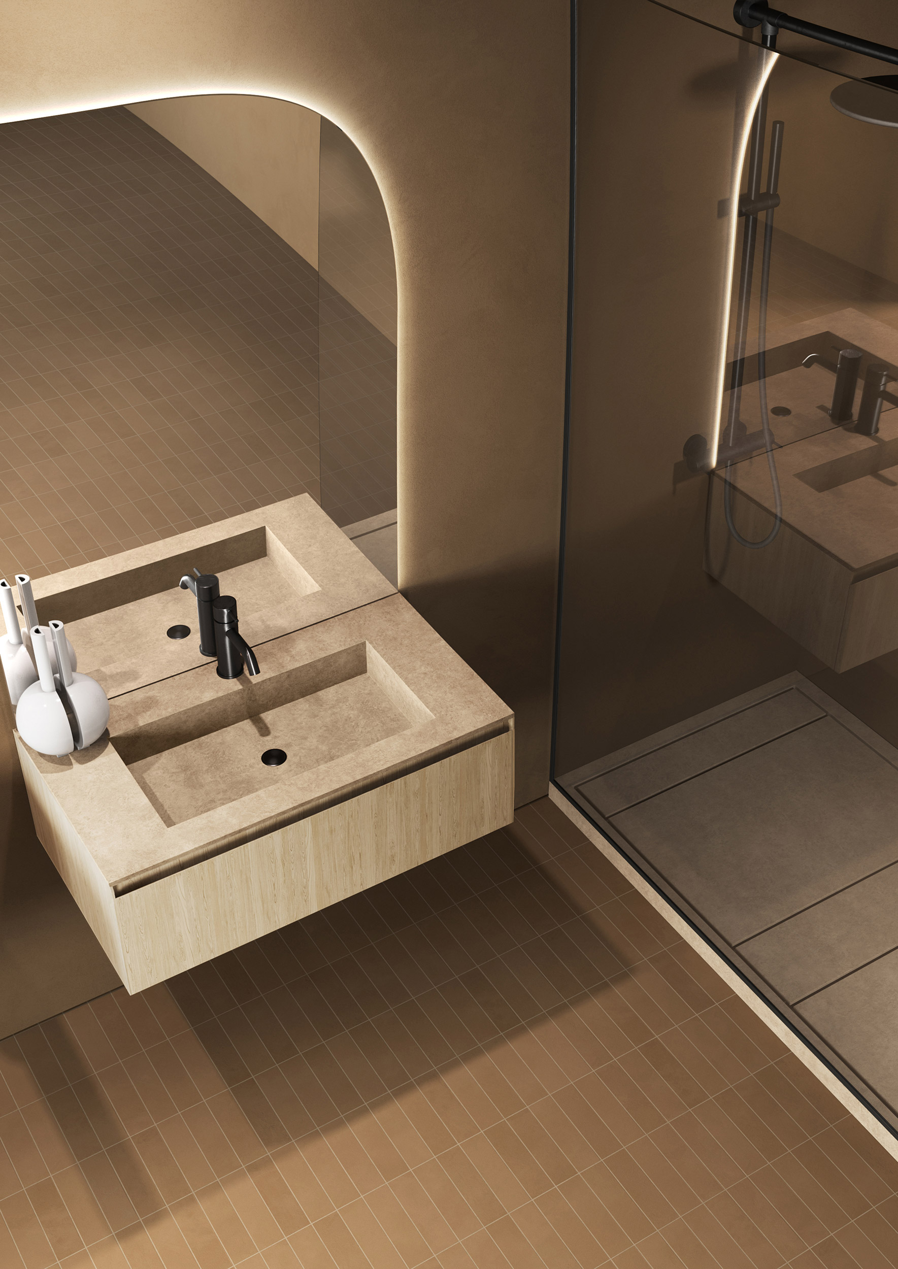 Materika Vanity Wood with integrated washbasin